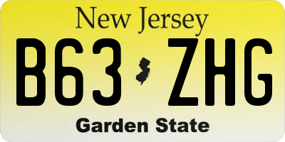 NJ license plate B63ZHG