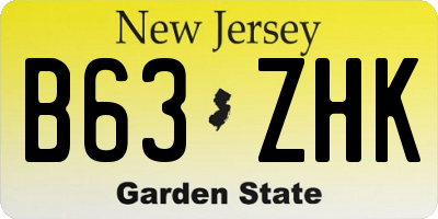 NJ license plate B63ZHK