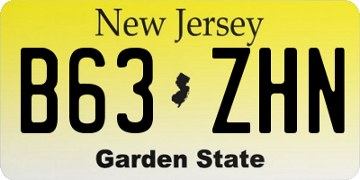 NJ license plate B63ZHN