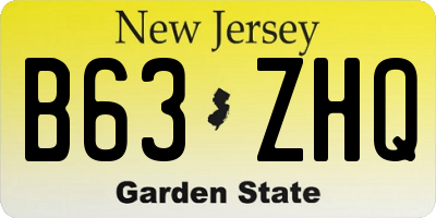 NJ license plate B63ZHQ