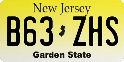 NJ license plate B63ZHS