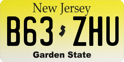 NJ license plate B63ZHU