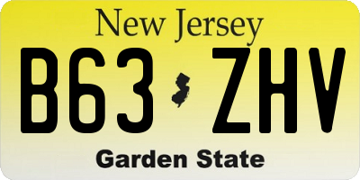NJ license plate B63ZHV