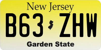 NJ license plate B63ZHW