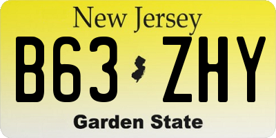 NJ license plate B63ZHY