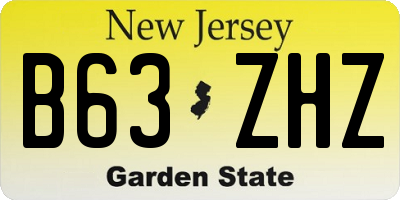 NJ license plate B63ZHZ