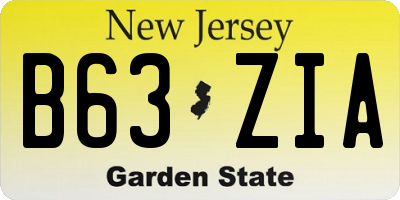 NJ license plate B63ZIA