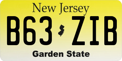 NJ license plate B63ZIB