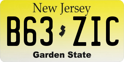 NJ license plate B63ZIC