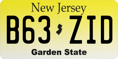 NJ license plate B63ZID
