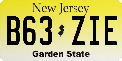 NJ license plate B63ZIE