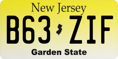 NJ license plate B63ZIF