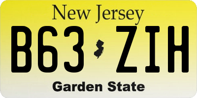 NJ license plate B63ZIH