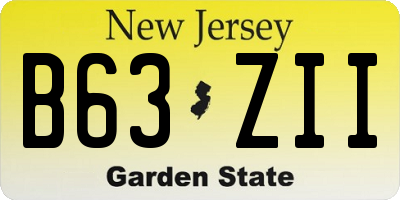NJ license plate B63ZII
