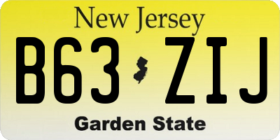 NJ license plate B63ZIJ