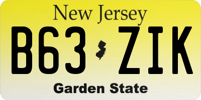 NJ license plate B63ZIK