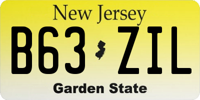 NJ license plate B63ZIL