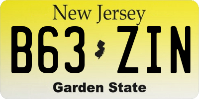 NJ license plate B63ZIN