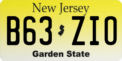 NJ license plate B63ZIO