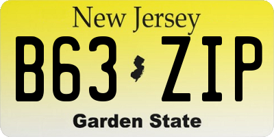 NJ license plate B63ZIP