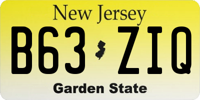 NJ license plate B63ZIQ
