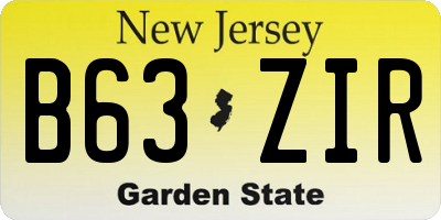 NJ license plate B63ZIR