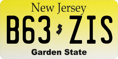 NJ license plate B63ZIS
