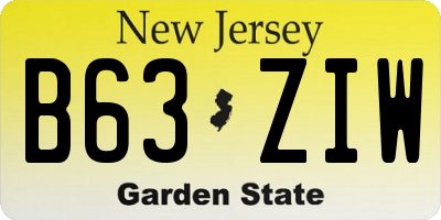 NJ license plate B63ZIW