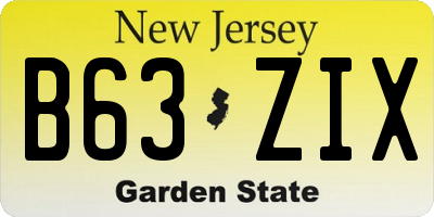 NJ license plate B63ZIX