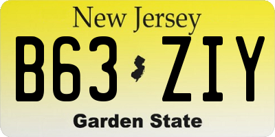NJ license plate B63ZIY