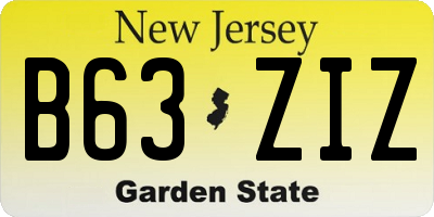 NJ license plate B63ZIZ