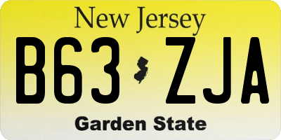 NJ license plate B63ZJA