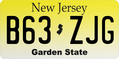 NJ license plate B63ZJG