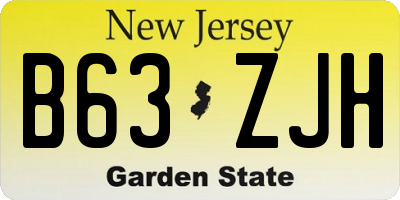 NJ license plate B63ZJH