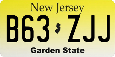 NJ license plate B63ZJJ