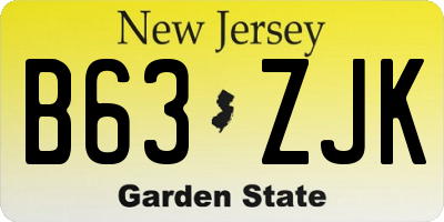 NJ license plate B63ZJK