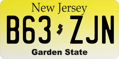 NJ license plate B63ZJN