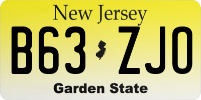 NJ license plate B63ZJO