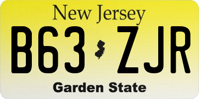 NJ license plate B63ZJR