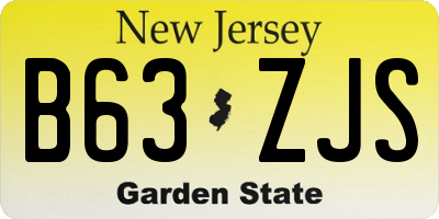 NJ license plate B63ZJS