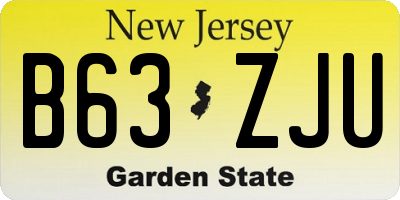 NJ license plate B63ZJU