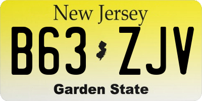 NJ license plate B63ZJV