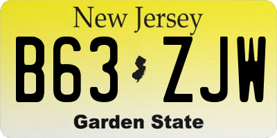 NJ license plate B63ZJW