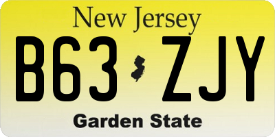 NJ license plate B63ZJY