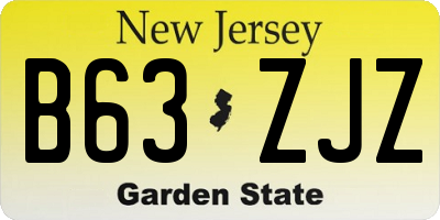 NJ license plate B63ZJZ