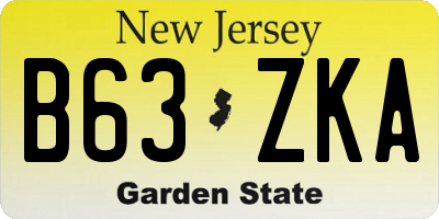 NJ license plate B63ZKA