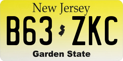 NJ license plate B63ZKC