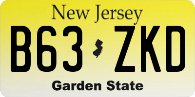 NJ license plate B63ZKD