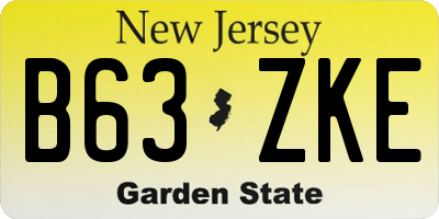 NJ license plate B63ZKE