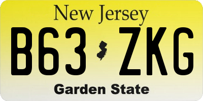 NJ license plate B63ZKG